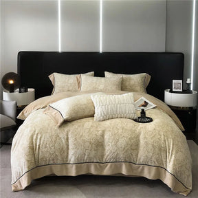 Estilo euro rainha conjunto de cama luxo macio veludo linho inverno conjunto capa edredão lençóis duplos borda larga consolador conjuntos cama