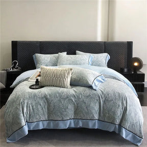 Estilo euro rainha conjunto de cama luxo macio veludo linho inverno conjunto capa edredão lençóis duplos borda larga consolador conjuntos cama