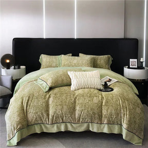 Estilo euro rainha conjunto de cama luxo macio veludo linho inverno conjunto capa edredão lençóis duplos borda larga consolador conjuntos cama