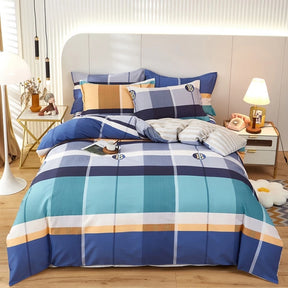 Listrado impressão algodão Duvet Cover Set, Soft Skin Friendly cama fronha, 1PC, 2PC, 3 PCs, 100% algodão