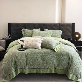 Estilo euro rainha conjunto de cama luxo macio veludo linho inverno conjunto capa edredão lençóis duplos borda larga consolador conjuntos cama