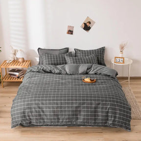 Bonenjoy-conjunto de roupa de cama queen size, conjunto de roupa de cama com estampa reativa, cor branca, preta, xadrez, tamanho king, para quarto