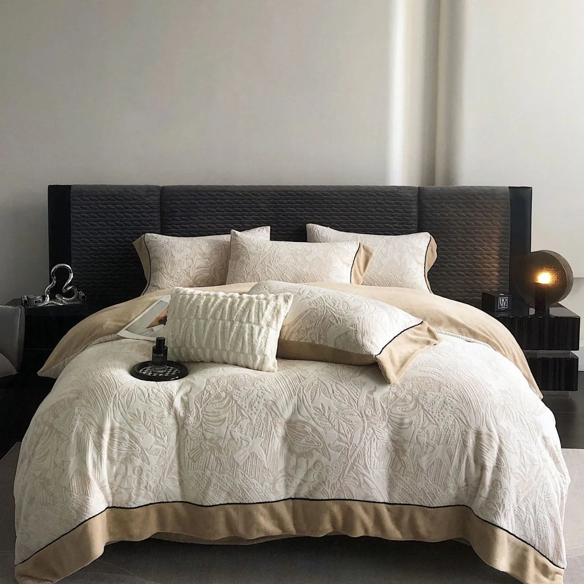 Estilo euro rainha conjunto de cama luxo macio veludo linho inverno conjunto capa edredão lençóis duplos borda larga consolador conjuntos cama