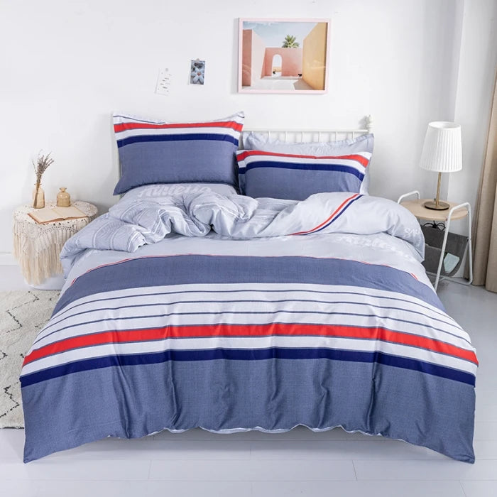 Listrado impressão algodão Duvet Cover Set, Soft Skin Friendly cama fronha, 1PC, 2PC, 3 PCs, 100% algodão