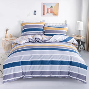 Listrado impressão algodão Duvet Cover Set, Soft Skin Friendly cama fronha, 1PC, 2PC, 3 PCs, 100% algodão